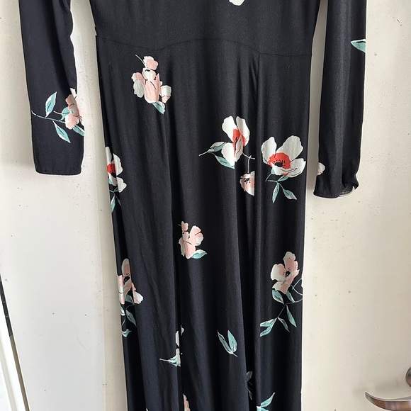 Reformation Black Long Sleeve Floral Midi Dress - Picture 6 of 8
